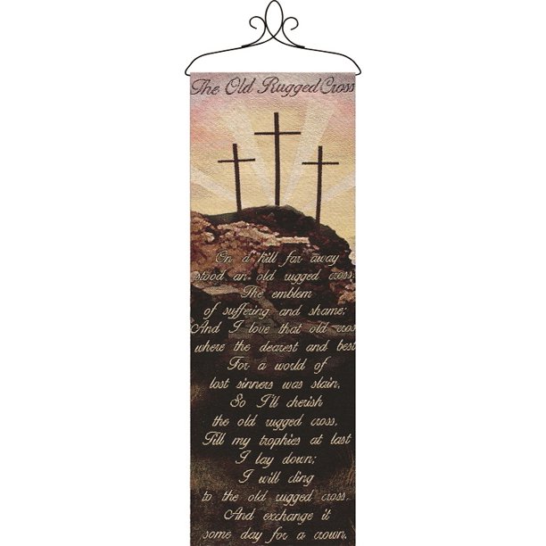 Religious Crucifix Inspired Poem Wall Art Hanging Tapestry 13" x 36.5