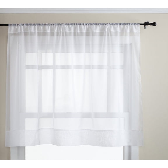 Graceful 36" Short Panel Solid Sheer Window Curtain Rod Pocket 58" Wide - White