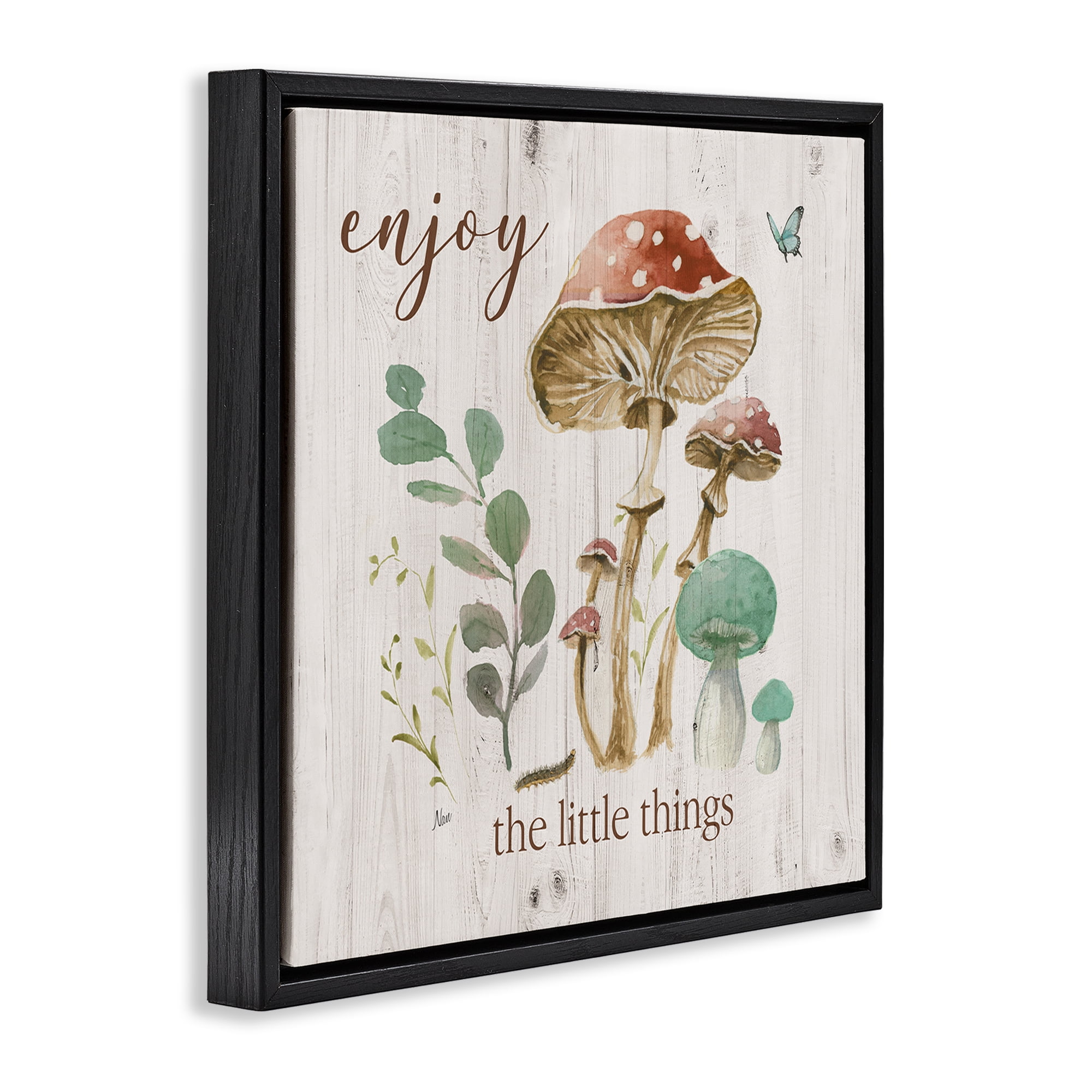 Stupell Industries Enjoy Little Things Plants & Flowers Painting Black Floater Framed Canvas Art Print Wall Art, 25 x 25