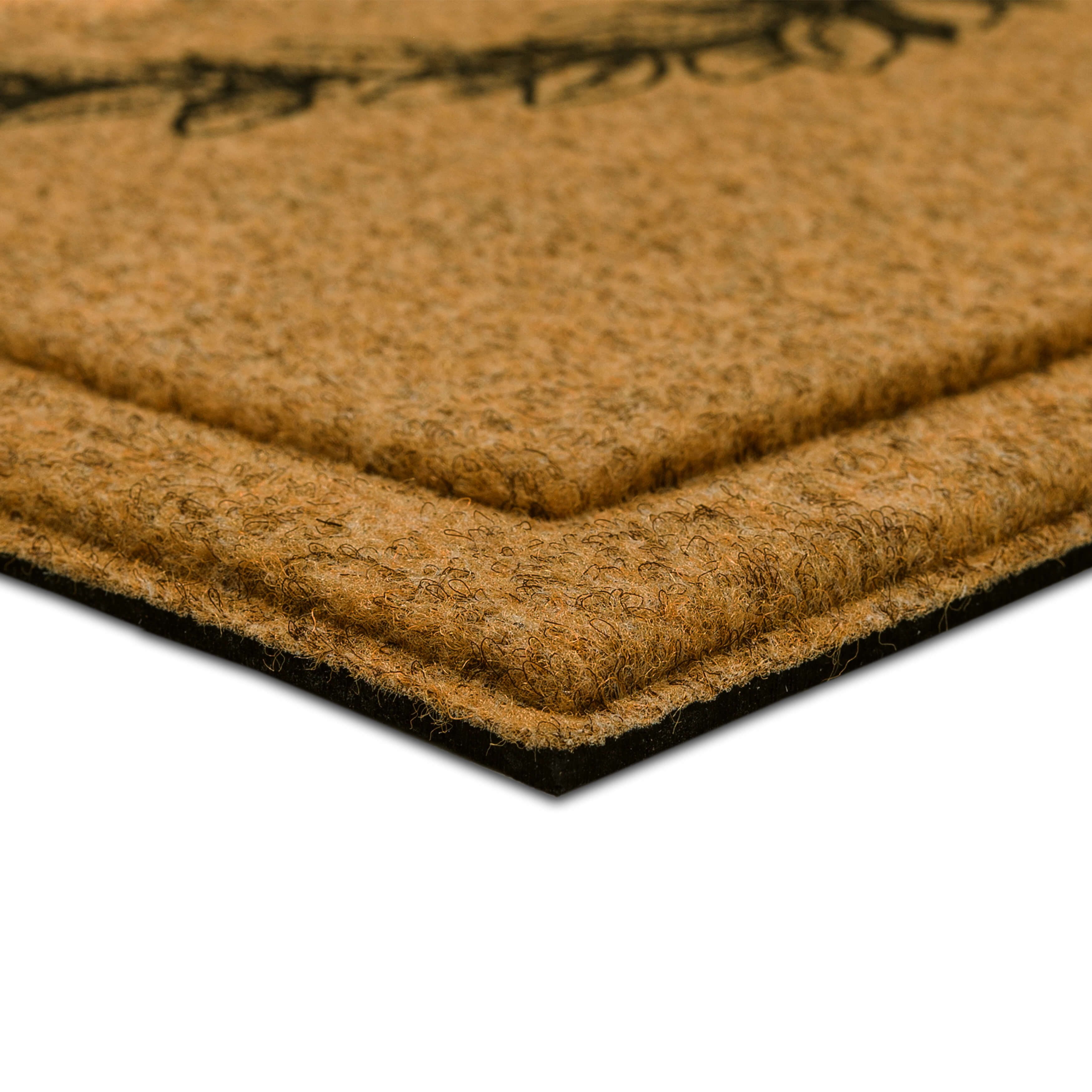 Mohawk Home Laurel Monogram H Low Pile Printed Faux Coir All Weather Eco Friendly Indoor/Outdoor Doormat, Natural, 1' 6" X 2' 6"