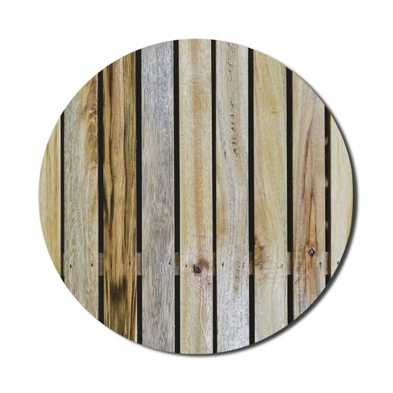 Rustic Mouse Pad for Computers, Vintage Timber Fence of Country Rough Rural House Cabin Village Mother Earth Nature Print, Round Non-Slip Thick Rubber Modern Mousepad, 8" Round, Brown, by Ambesonne