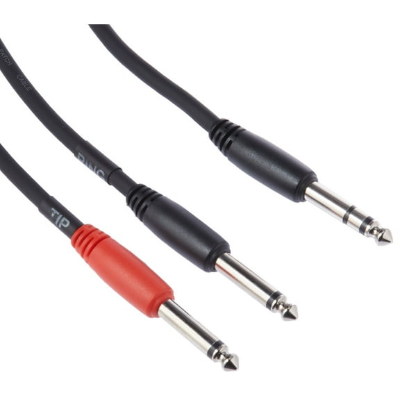 Pig Hog Y Cable, Stereo 1/4"M-Dual Mono 1/4, 6" - PYS214F, Black