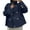Navy, variant on Women's Loose Lapel Long Sleeve Double-Breasted Short Coats Casual Business Trenchcoats Navy XXL(XXL)