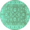 thumbnail image 1 of Ahgly Company Machine Washable Indoor Round Persian Turquoise Blue Traditional Area Rugs, 6' Round, 1 of 4