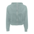 thumbnail image 3 of Women's Hoodie Green Zip Up Cropped Hoodie Womens Long Sleeve Casual Pullover Sweatshirts for Women Hoodies Cute L, 3 of 3