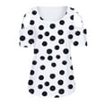thumbnail image 5 of Women's Summer Shirts Short Sleeve Tunic Strappy Cold Shoulder Tops Polka Dolt Pullover Fashion Casual Blouses (XL, White), 5 of 6