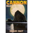 thumbnail image 2 of Art.com Cannon Beach, Oregon - Haystack Rock and Full Moon Stretched Canvas Print Wall Art by Lantern Press, 24" x 36", 2 of 4