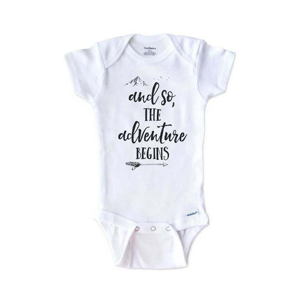 Hello And So The adventure Begins baby onesie surprise baby birth