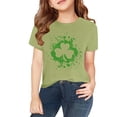 thumbnail image 4 of XIMIN Edgy Splatter Clover Kids' Girls Boys Short-Sleeve Crew Neck T-Shirt - Distressed Green Graphic, Soft St. Patrick's Day Lucky Charm Top, 4 of 7