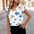 thumbnail image 3 of Oplxuo Womens Summer Tops Rolled Short Sleeve V Neck Shirts Casual Dressy Business Work Blouses Outfits, 3 of 6