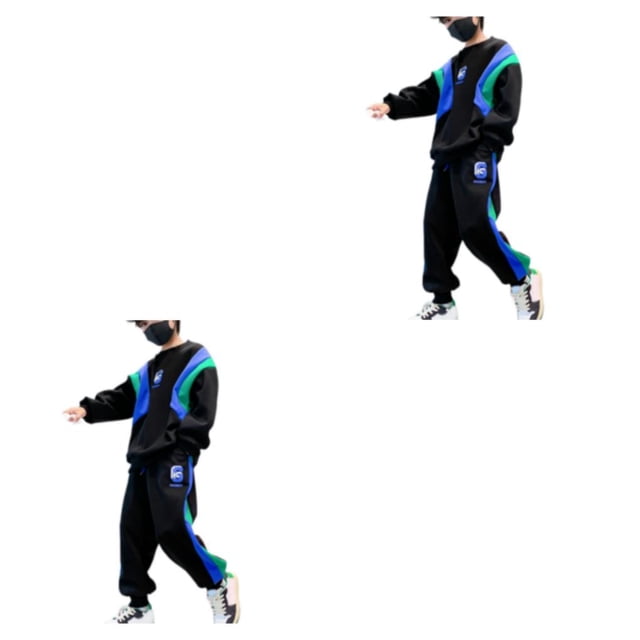 Qarigey Conjunto de ropa de otoño para niños, sudadera deportiva con letras de algodón para niños, pantalones de chándal, chándal de moda Type2 NO2