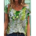 thumbnail image 4 of Puntoco moda mujer cuello en V manga corta Floral impreso Casual suelta camiseta top blusa Puntoco Puntoco-1327, 4 of 9