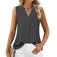 thumbnail image 3 of Mittory Women's Chiffon V Neck Sleeveless Blouse Tops Office Work Shirts, 3 of 6
