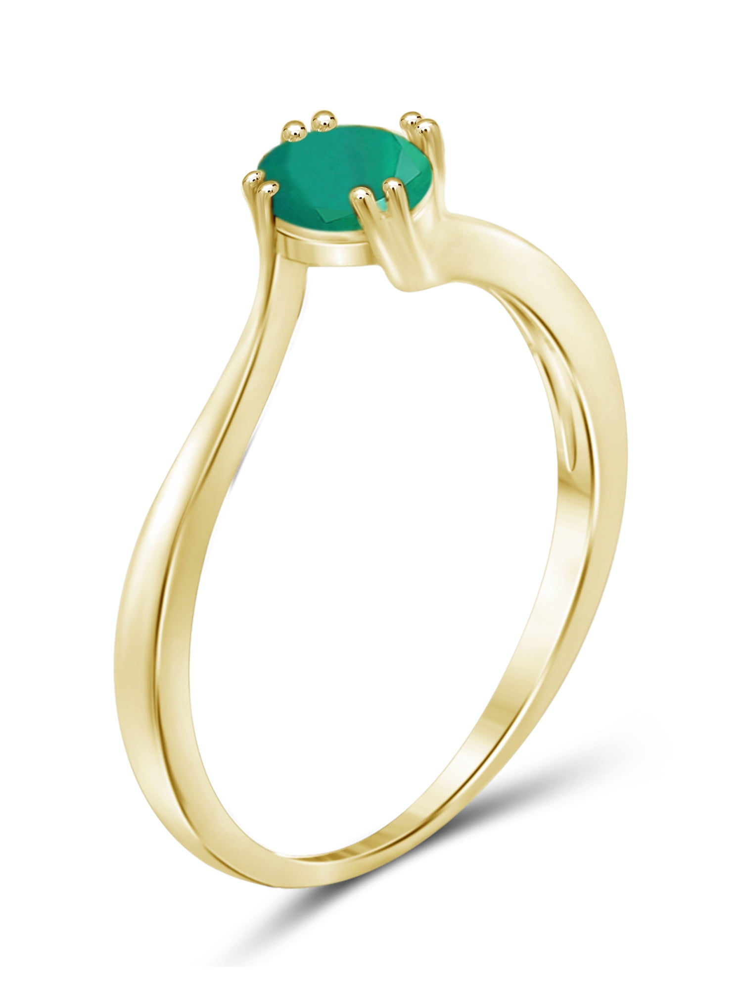 JewelersClub Emerald Ring Birthstone Jewelry – 0.45 Carat Emerald 14K Gold Plated Silver Ring Jewelry – Gemstone Rings with Hypoallergenic 14K Gold Plated Silver Band