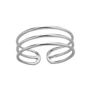 Three Thin Bands 925 Sterling Silver Toe Ring