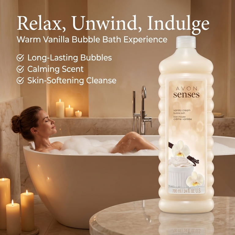 Avon Senses Vanilla Cream Foaming Bubble Bath, 24 oz photo 3