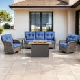 thumbnail image 2 of Bellefurn 5 Pieces Outdoor Patio Furniture Set with Fire Pit Table,Swivel Glider Chair,Sectional Sofas,PE Wicker Rattan Patio Conversation Sets for Porch Balcony Patio Deck, 2 of 12