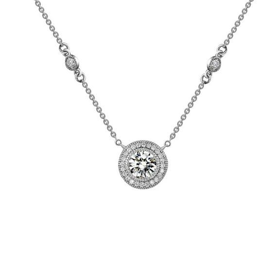 Lafonn Classic Sterling Silver Platinum Plated Lassire Simulated Diamond Necklace (1.61 CTTW)
