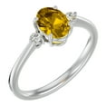 thumbnail image 2 of SuperJeweler 1.15 Carat Oval Shape Citrine and Two Diamond Ring In 14 Karat White Gold For Women, 2 of 6