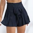 thumbnail image 3 of WBQ Shorts for Women Casual Summer Elastic High Waist Flowy Dressy Ruffle Shorts with Belt Lace Up, 3 of 5