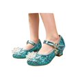 thumbnail image 3 of VeFlora Girls Dress Shoes, Glitter Princess Shoe, Flower Mary Jane Low Heels, Party Wedding Prom Footwear for Toddler Kids(Blue4/5-5.5 Years Little Child), 3 of 8