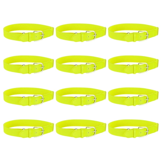 Cinturón de Béisbol Uxcell de Cuero PU, Cinturón de Softball Ajustable y Elástico para Uniforme de Béisbol, Color Amarillo Fluorescente