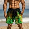 thumbnail image 2 of ZCFZJW Summer Swim Trunks for Men 3D Tie Dye Flame Print Bathing Suit Casual Drawstring Elastic Waist Beach Board Shorts Quick Dry Swimsuit with Pockets Green XXXL, 2 of 9