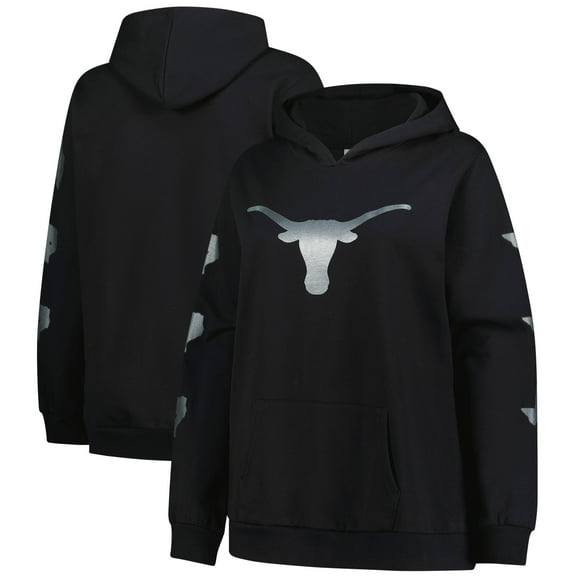 Women's Fanatics Black Texas Longhorns Plus Size Sleeve Hit Pullover Hoodie