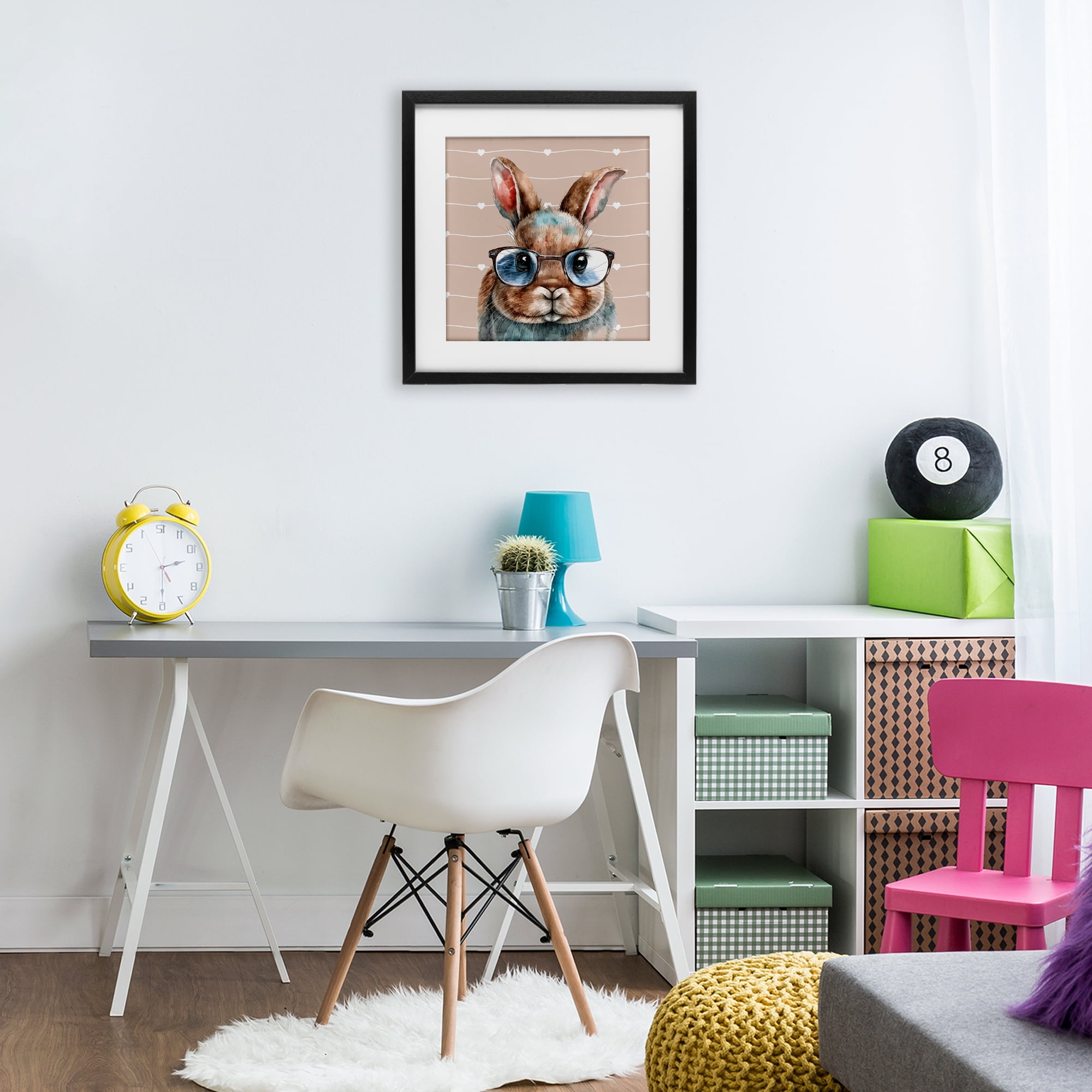 Stupell Industries Buster Rabbit with Specs Black Framed Print Under Glass, design by Yvonne Coleman Burney