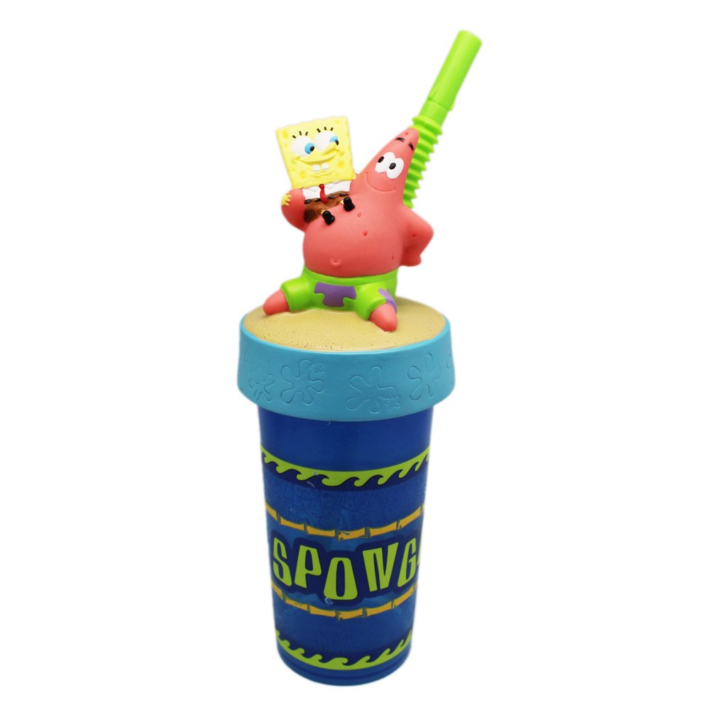Spongebob and Patrick on Dry Land Figures Drink Cup w/Reusable Straw