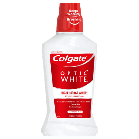 Colgate Optic White Whitening Adult Mouthwash, Fresh Mint - 473mL, 16oz