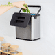 thumbnail image 2 of Bote de basura de acero inoxidable para cocina, baño, montado en la pared, cuadrado, sin perforaciones, portátil, para gabinete de hogar, con tapa, 2 of 3