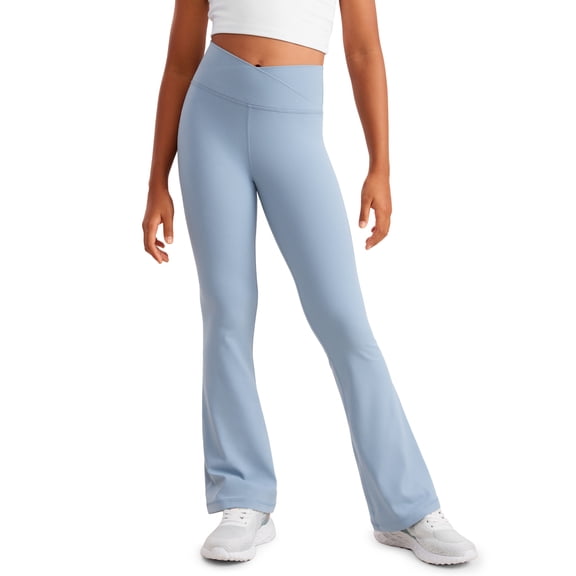 CRZ YOGA Girls Butterluxe Crossover Waist Yoga Flare Leggings Dance Casual Athletic Pants Bell Bottoms Kids Teen