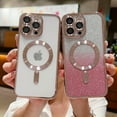 thumbnail image 2 of Compatible with iPhone 13 Magnetic Glitter Case with Camera Lens Protector Full Protection Case Compatible with MagSafe Elegant Anti-Scratch Case Cover for iPhone 13 Pink, 2 of 16