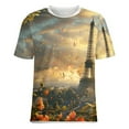 thumbnail image 5 of Blossoming Paris Eiffel Tower Women's Short Sleeve Tops Casual Blouses T Shirt, 5 of 6