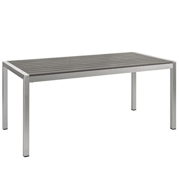 Afuera Living Outdoor Patio Wood and Aluminum Dining Table in Silver/Gray