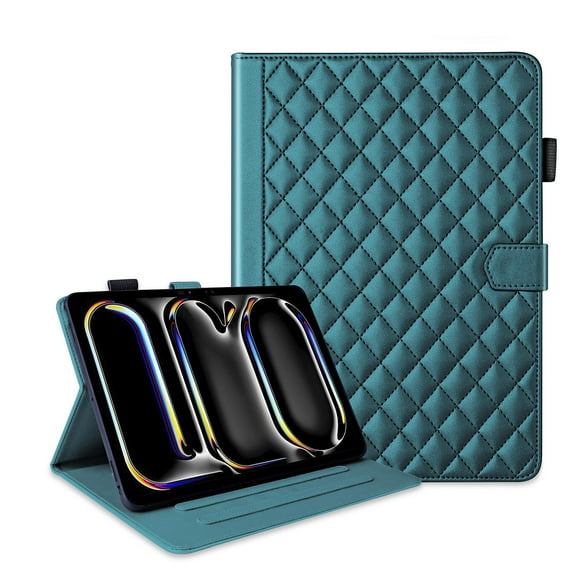 Dteck for iPad Pro 11 inch Case (M4) 2024, Premium PU Leather Business Folio Stand Cover with Pencil Holder Smart Auto Wake/Sleep and Multiple Viewing Angles Wallet Card Case,Darkgreen