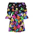 thumbnail image 5 of Robe d'Été pour Femmes 2024 Mode Grande Taille Col Rond Ligne A Imprimée Décontractée Manches Courtes à Volants 50 % de Réduction Liquidation!, 5 of 5