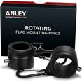 thumbnail image 2 of Anley 1.25" Aluminum Flagpole Mounting Rings Set - Anti Wrap 360° Rotatable Ring with Carabiners - Ideal for 1-1/4 Inch Diameter Flag Pole & Flag with 2 Grommets (Black, Pack of 2), 2 of 6