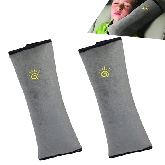 LADYGYM Gray Seat Belt Pillow for Kids 2Pc, Seatbelt Pillow for Child Travel, Head Protector, Shoulder Pad, Car Sleeping