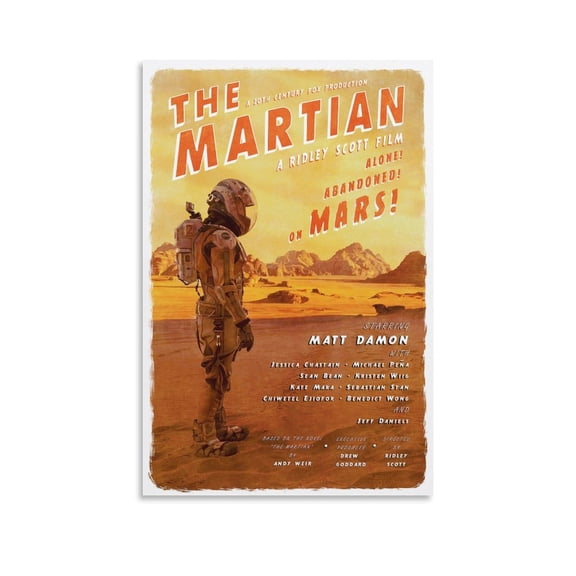 The Martian Classic Movie Poster Canvas Poster Wall Art Picture Prints Hanging Photo Gift Decor Home Posters Artworks 16x24inch(40x60cm)