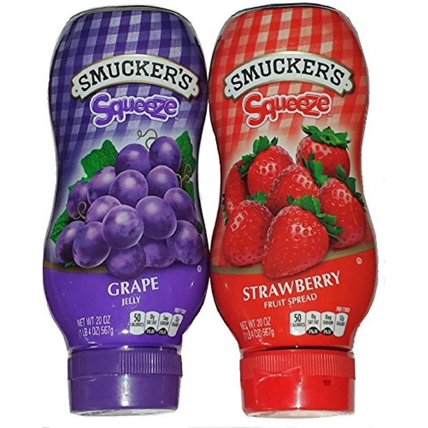 Smucker's Squeeze Grape Jelly & Strawberry Fruit Spread, 20 oz bottles