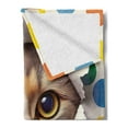 thumbnail image 2 of Ambesonne Cat Fleece Throw Blanket Mischief Kitty Peaking Dots 50"x60" Multicolor, 2 of 5