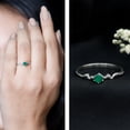 thumbnail image 3 of Rosec Jewels Real Emerald and Diamond Ring - Leaf Inspired Promise Ring for Women - Ready to Gift for Valentines Day, 14K White Gold, US 11.50, 3 of 9