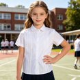 thumbnail image 6 of Girls Collar Button-Down Shirt Kids School Uniform Short Sleeve Blouse Size 7Years, 6 of 7