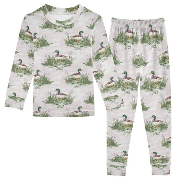 joogoo Summer Ducks 2 Piece Long Sleeve Tee and Pants Cotton Pajama Set 5Y