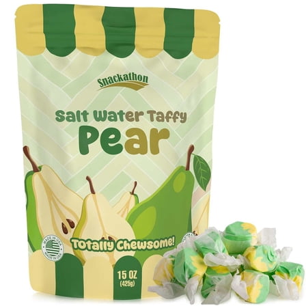 Snackathon Salt Water Taffy, Pear, 15 oz Singe Resealable Bag