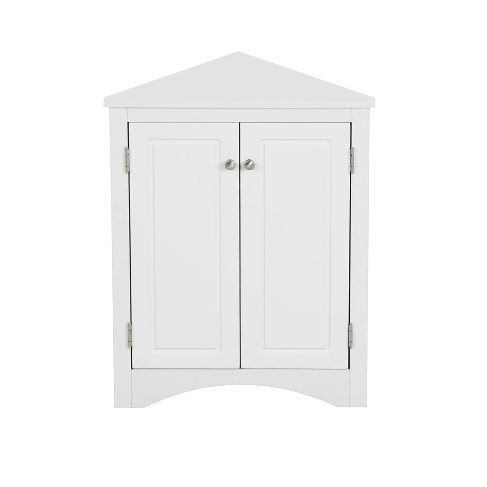 Kepooman Triangle Bathroom Floor Cabinet, Free Standing Wooden Storage Organizer with Adjustable Shelves, Multiple Tiers Storage Living Room Cabinet for Home, White Kepooman Triangle Bathroom Floor Cabinet, Free Standing Wooden Storage Organizer with Adjustable Shelves, Multiple Tiers Storage Living Room Cabinet for Home, White