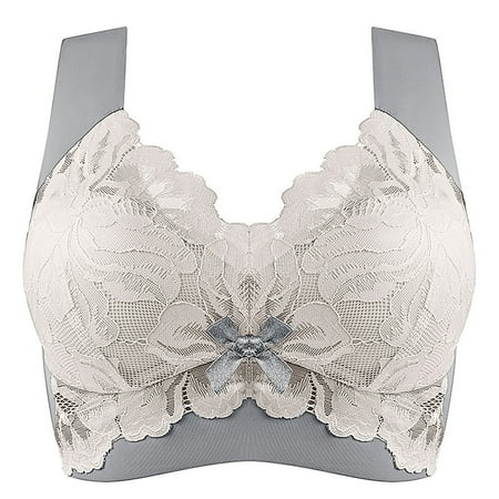 

Wirdiell Women Bras Plus Size Lace Comfortable Breathable Anti-exhaust Base Solid Non-Steel Ring Non-Magnetic Buckle Beauty Back Underwear