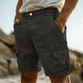 thumbnail image 2 of YOIAVAIOY Men's Shorts Cotton Linen Pleated Shorts Casual High Waisted Summer Lightweight Beach Shorts Fashion Hiking Lounge Shorts Dark Gray XL, 2 of 6